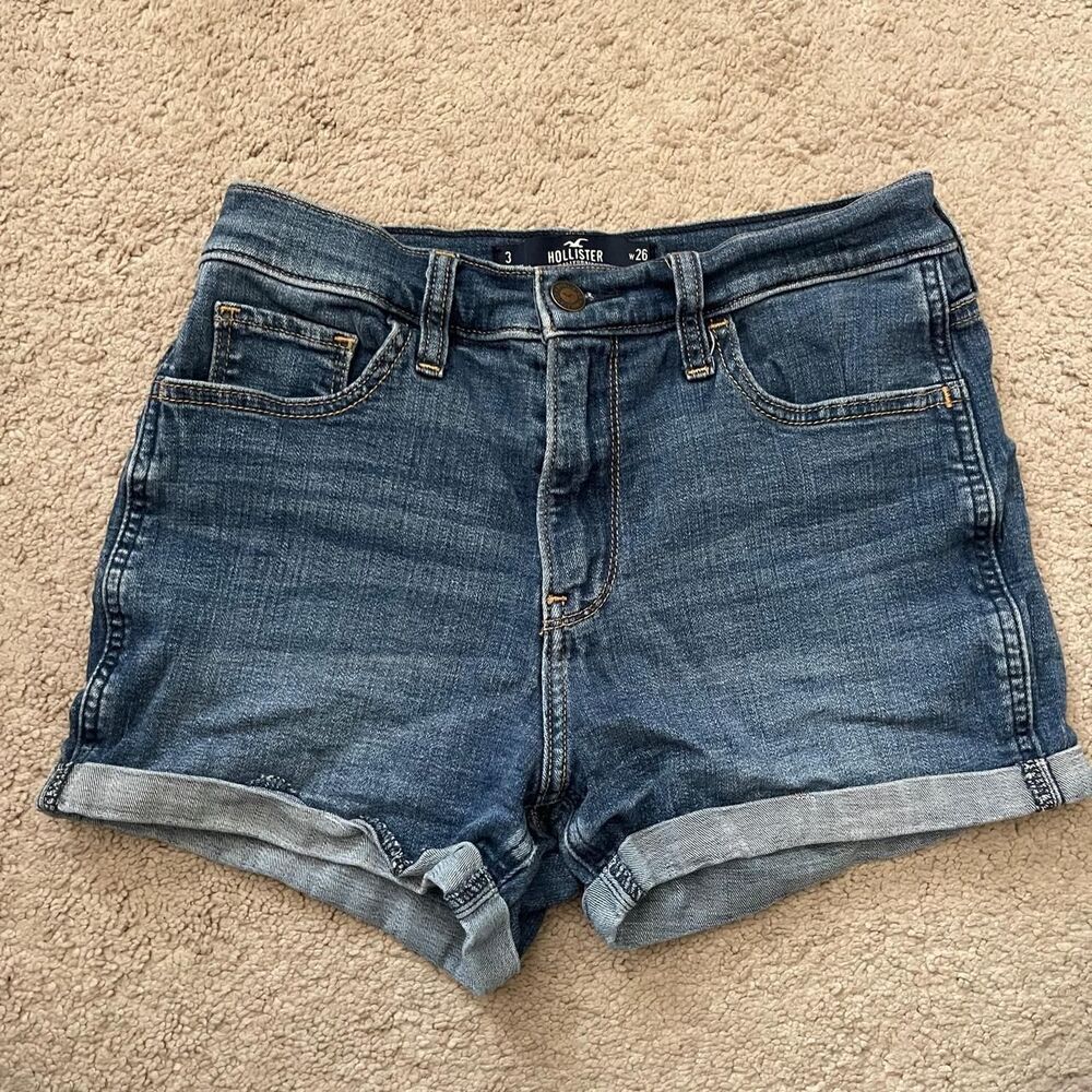 Hollister blue high rise denim shorts - size 3